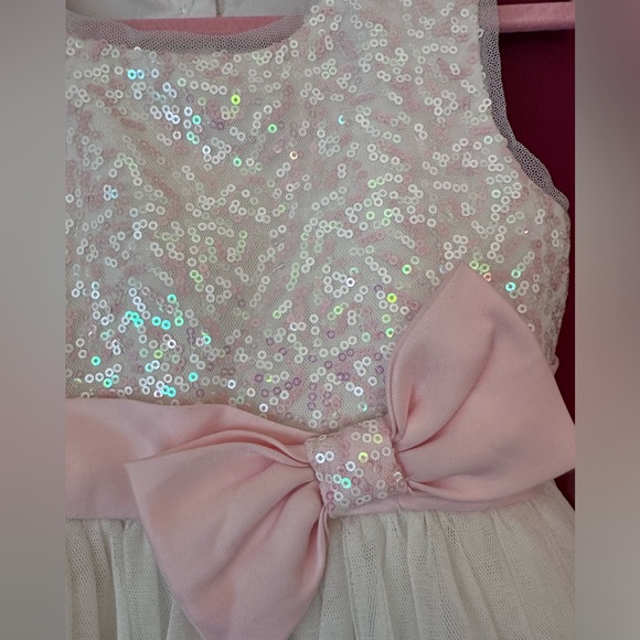 Price Drop - Jona Michelle White formal dress with pale pink sequins - Picture 2 of 5